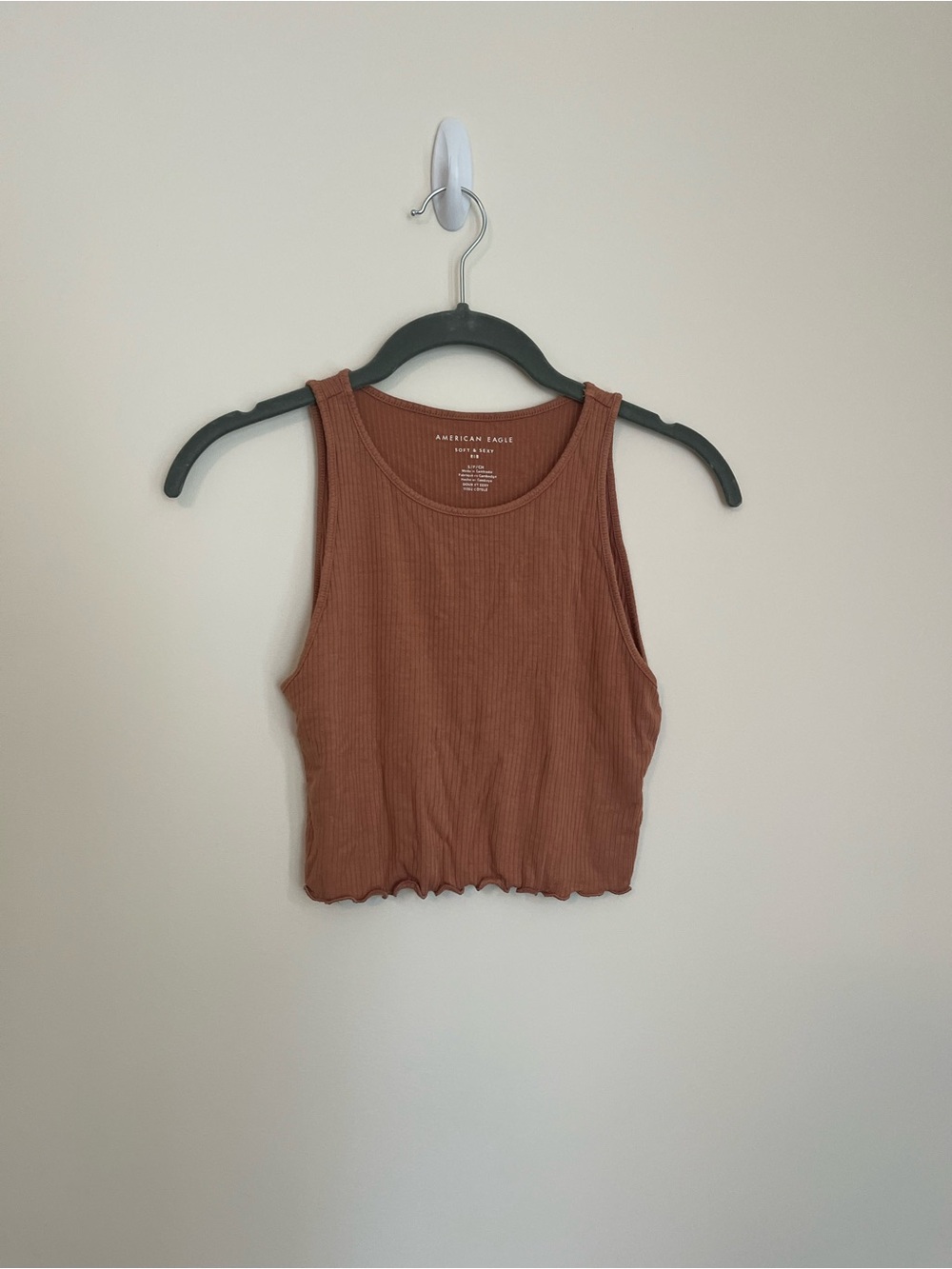 American Eagle Outfitters Rust Brown Ribbed Cropped Tank